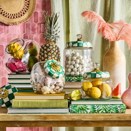 Emerald Check Kitchen Canisters